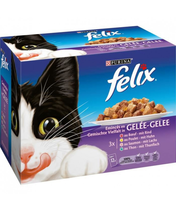 FELIX Tendres Effilés en Gelée Viandes-Poissons - 44 x 85 g - Sachets  fraîcheur pour chat adulte